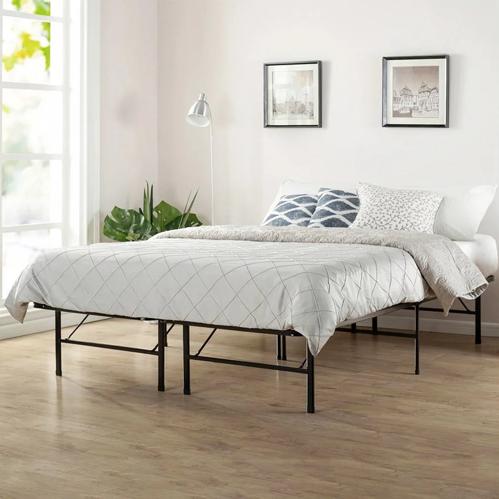 Full Metal Folding Bed Frame 14 inch Black E985788