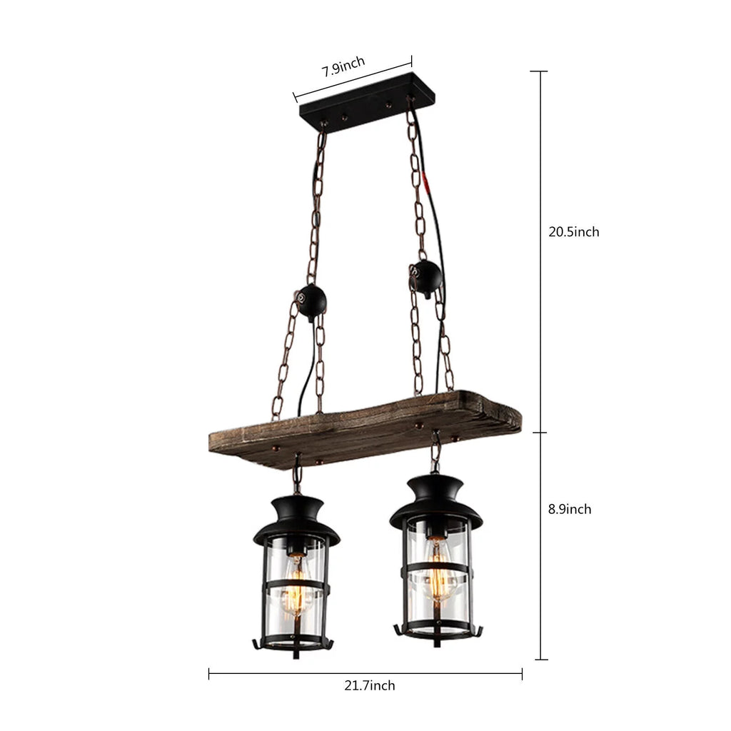 2 Heads Wood Chandelier Pendant Lamp D28472