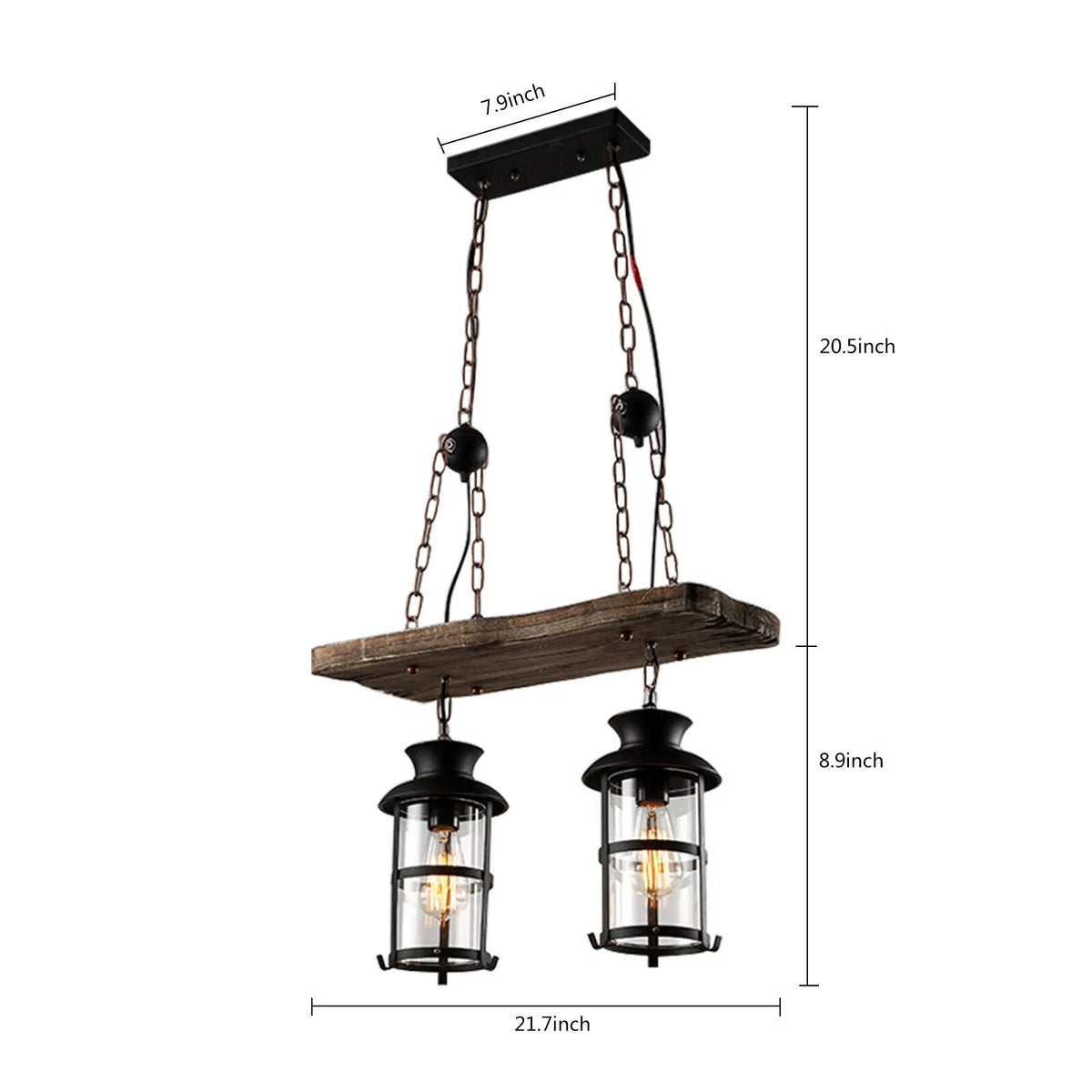 2 Heads Wood Chandelier Pendant Lamp D28472