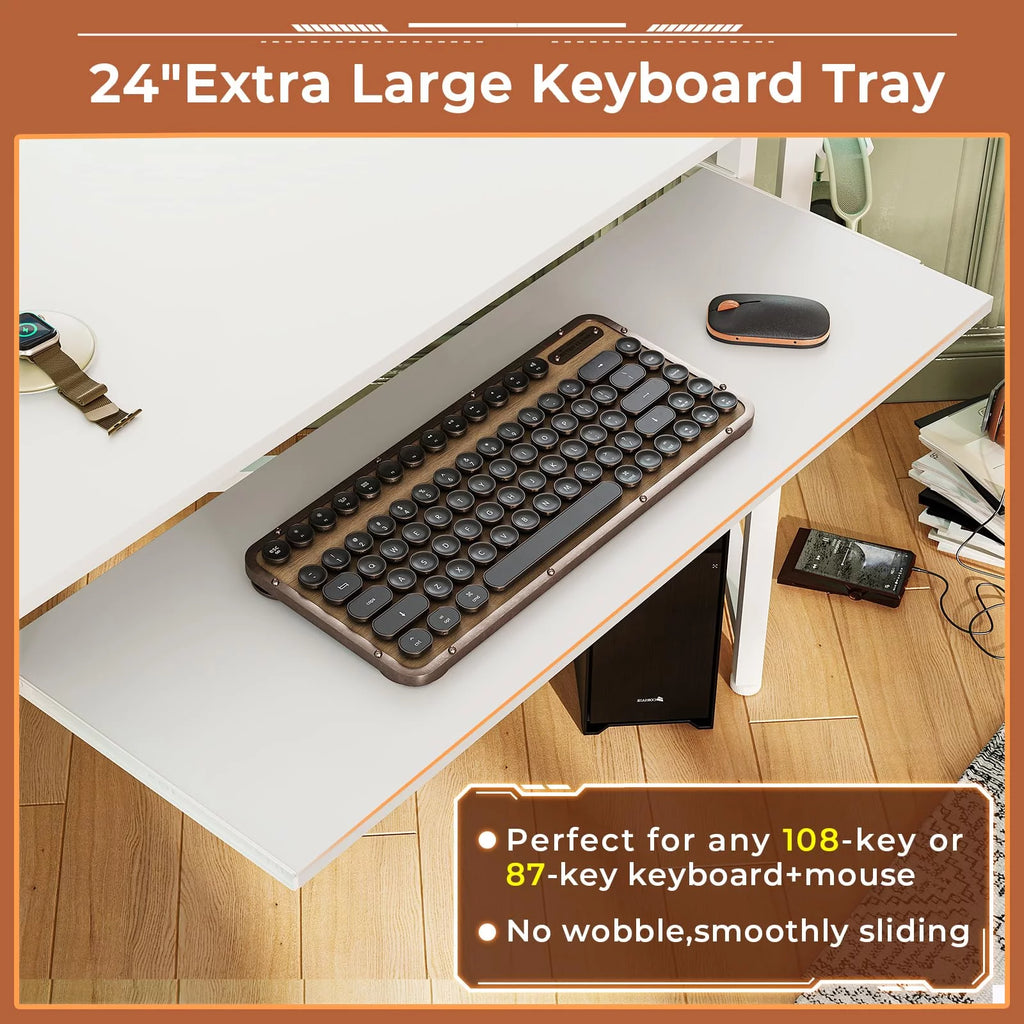 White Computer Desk with Power Outlets W537