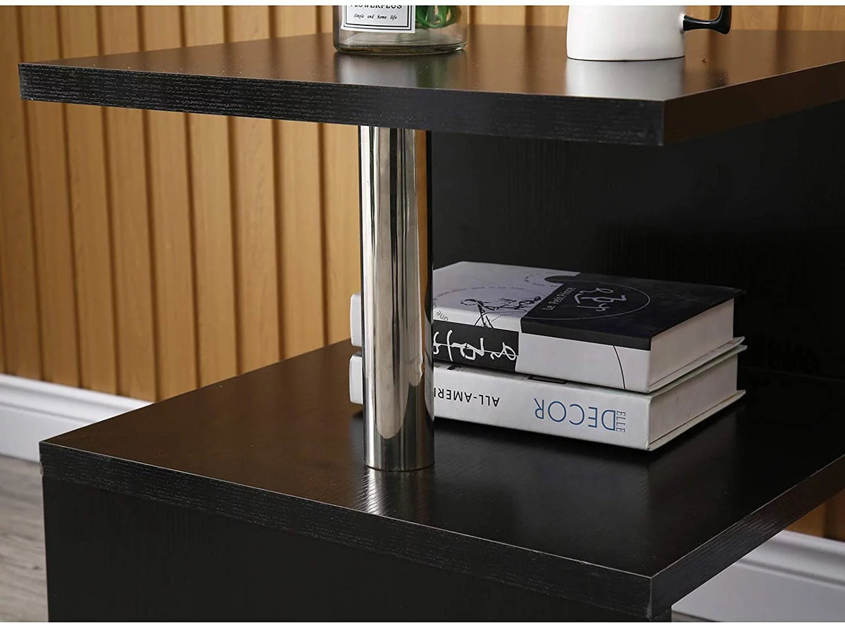 Black High Gloss S-Shaped Coffee Table with LED Backlight G86859