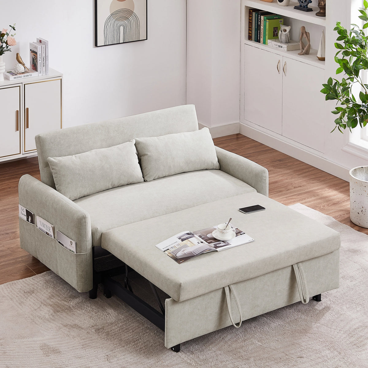 Microfiber Pull Out Sleep Sofa Bed with Adjustable Backrest N209
