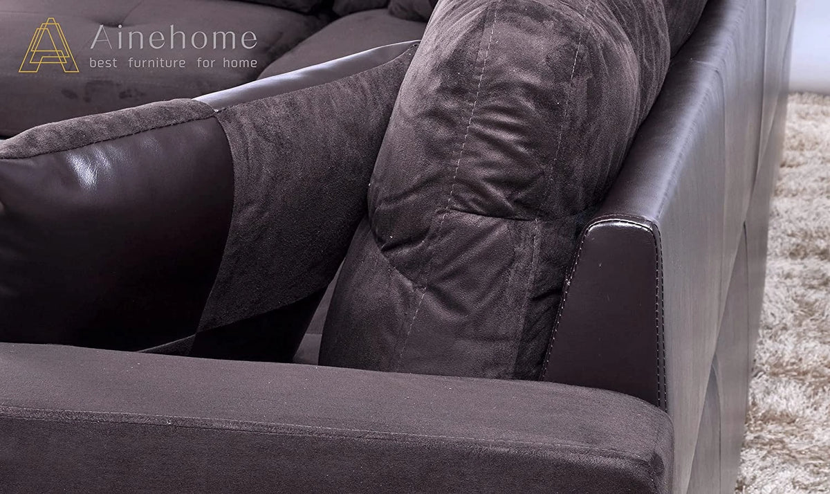 3 PCS L-Shaped Sectional Sofa Set with Storage Ottoman and Pillows P26845