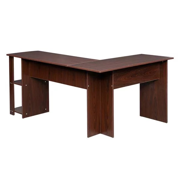 L-Shaped Corner Computer Desk with Bookshelf B546