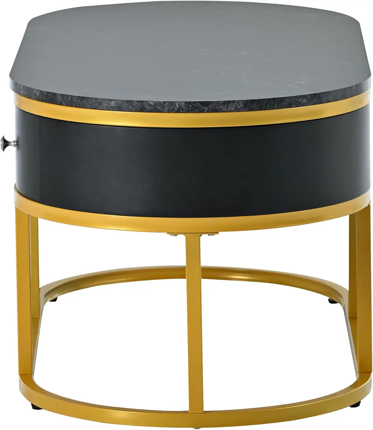 White Oval Marble Coffee Table with Storage V306570