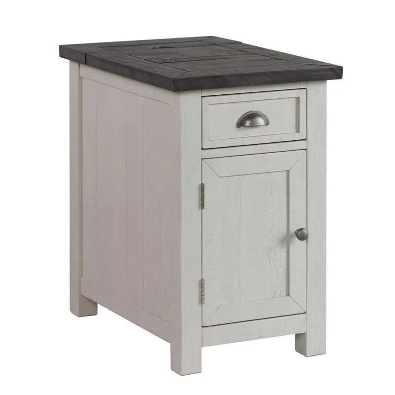 White and Gray Chairside Table Set of 2 L455