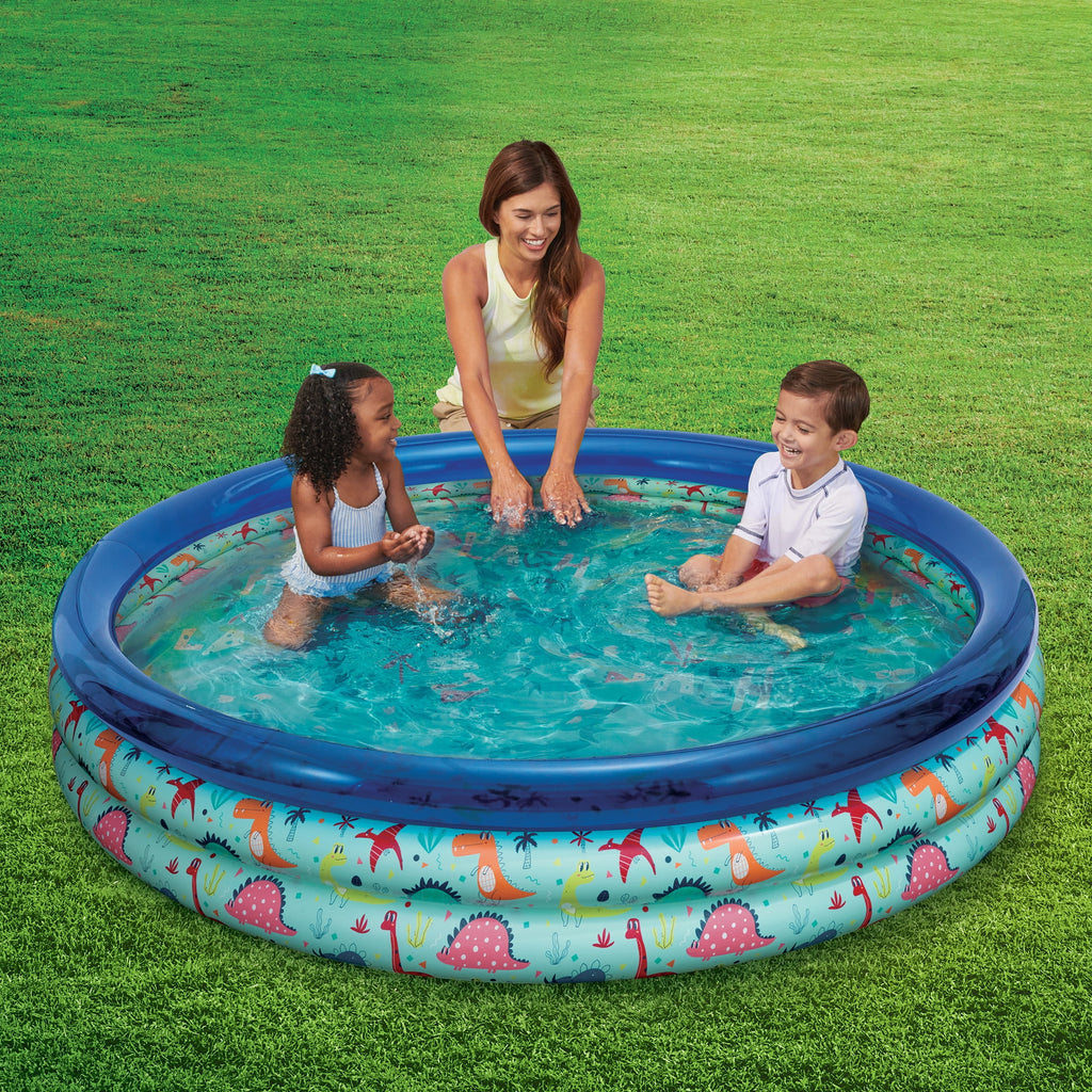 Blue Dino 3-Ring Inflatable Swimming Pool P115