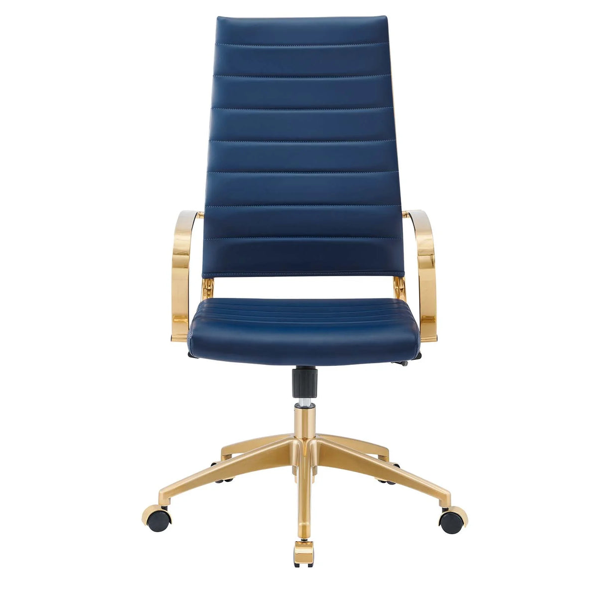 Navy Gold Faux Vinyl Leather High Back Chair I437