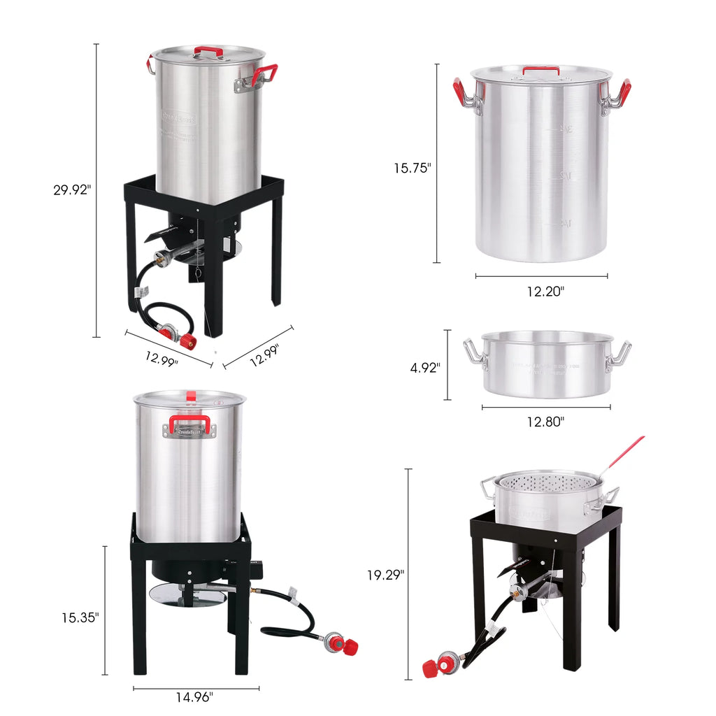30 Qt. Turkey and 10 Qt. Fish Fryer Boiler Steamer Kit with Marinade Injector G9408