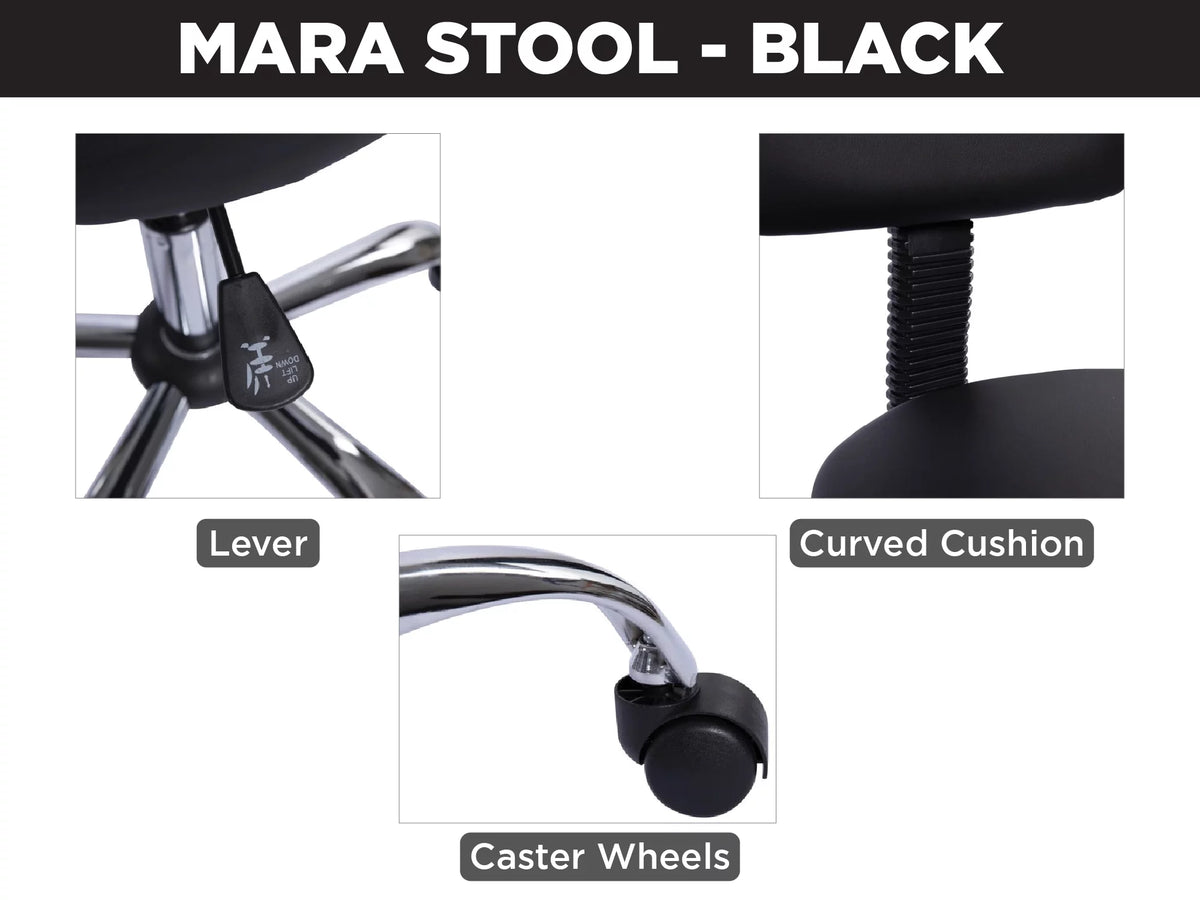 Black Faux Leather Adjustable Drafting Stool with Wheels P1255