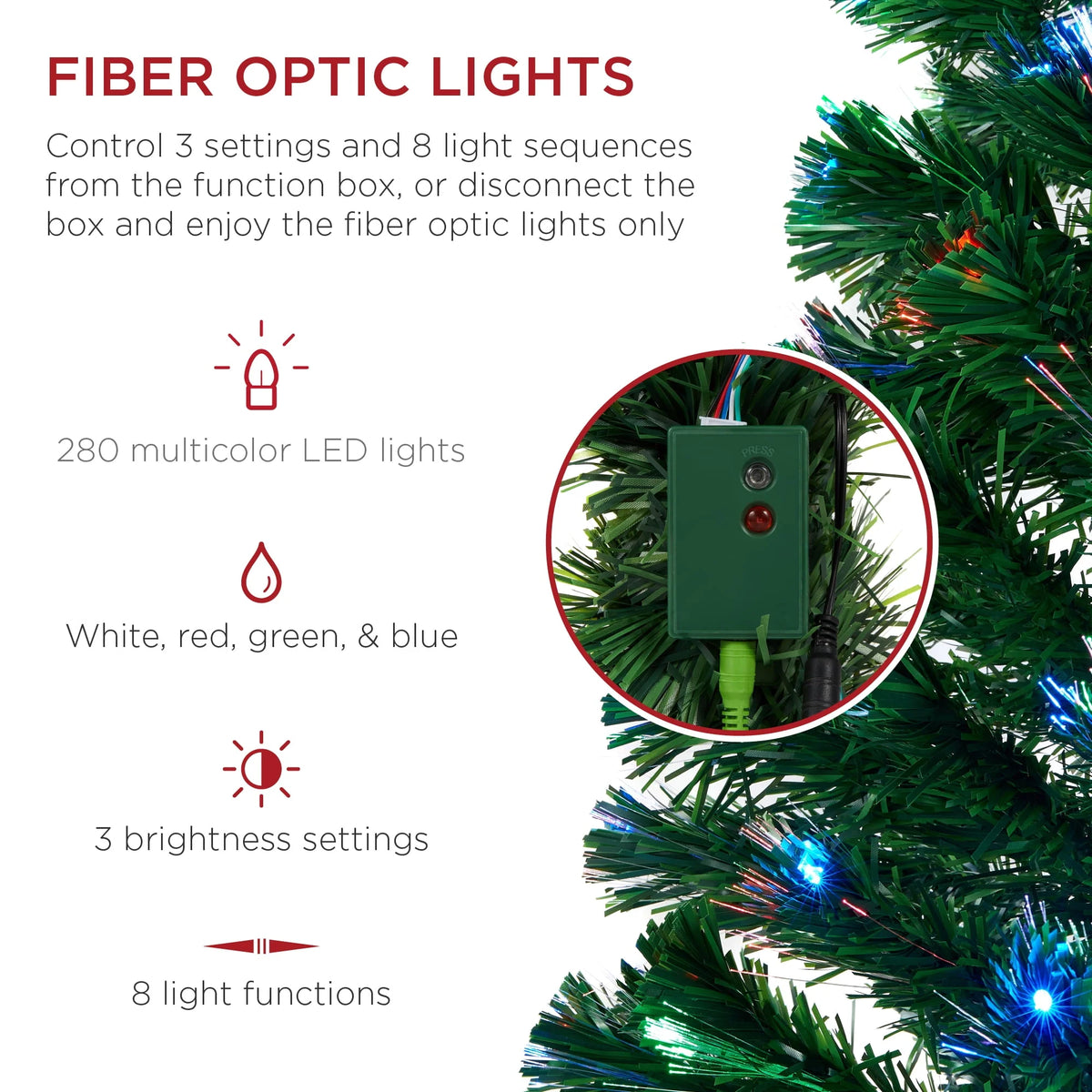 7ft Pre-Lit Fiber Optic Artificial Pine Christmas Tree F9227