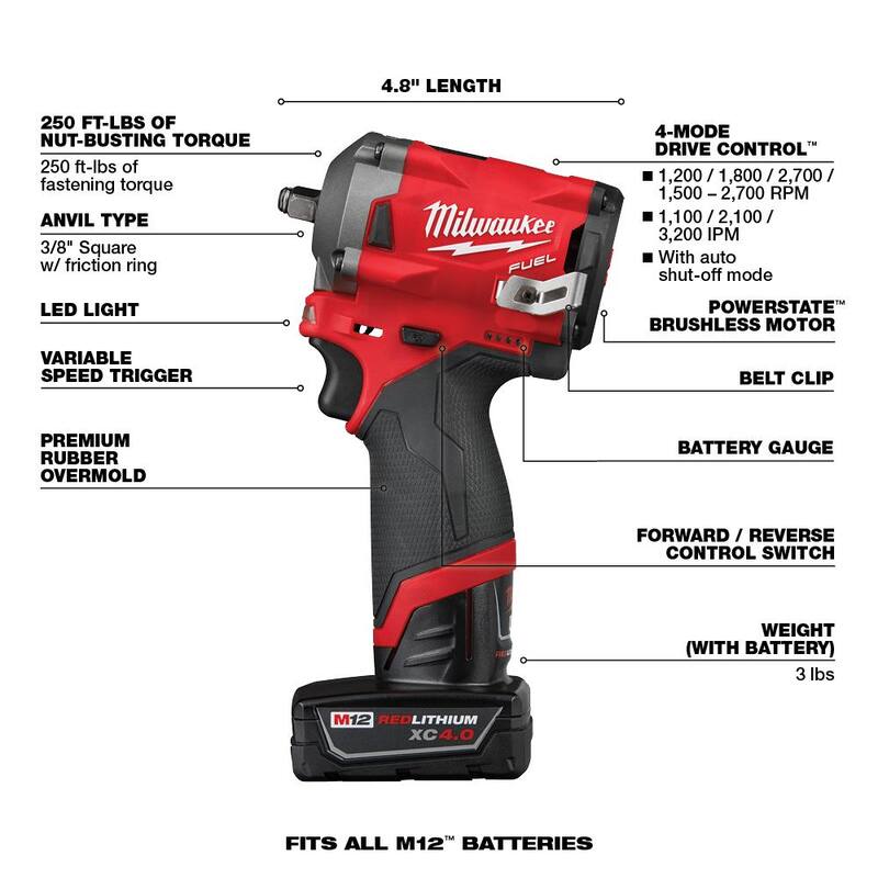 12V Lithium-Ion Brushless Cordless 3/8 in. Impact Wrench Kit R286859