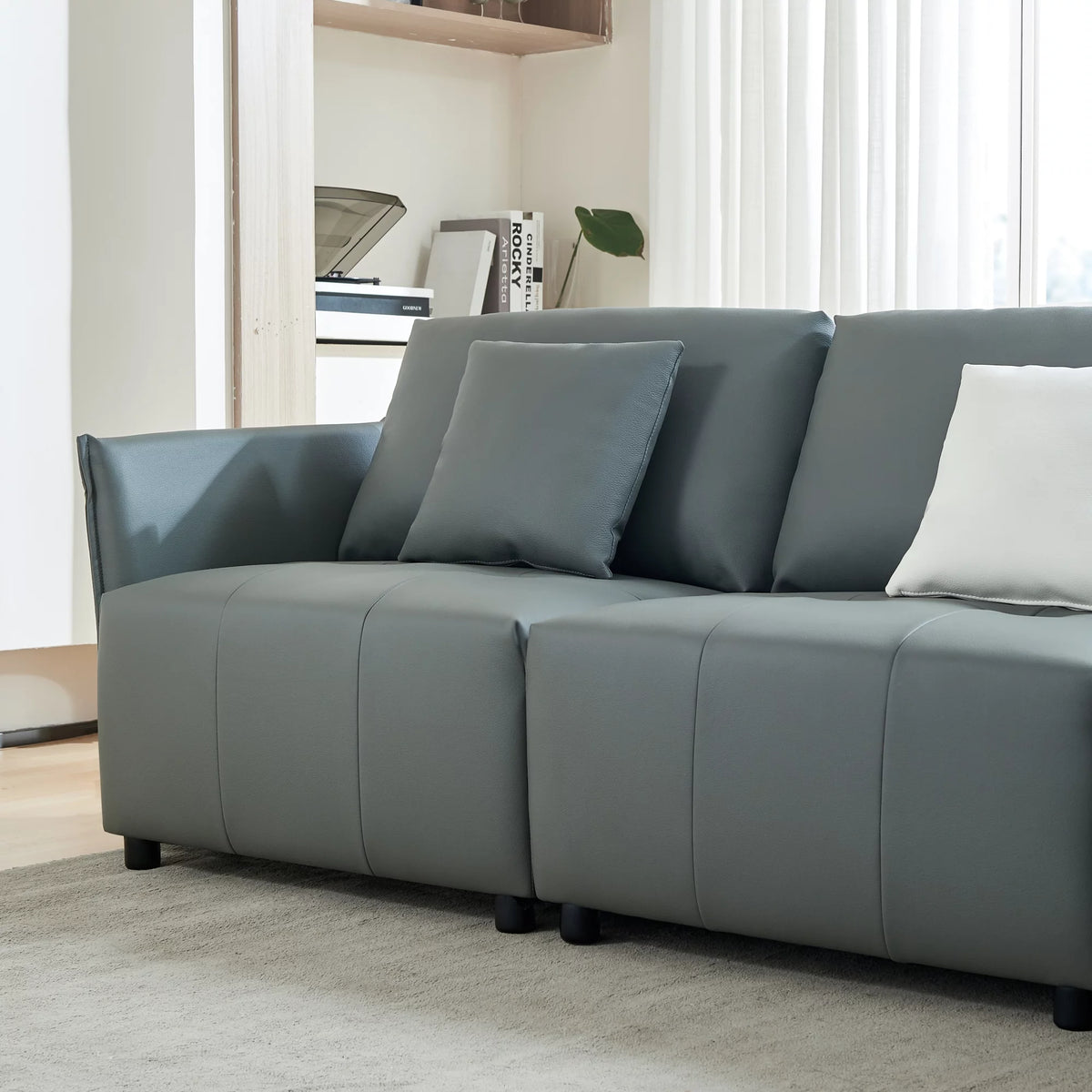 120'' Dark Gray Real Leather Modular Sectional Sofa K43280