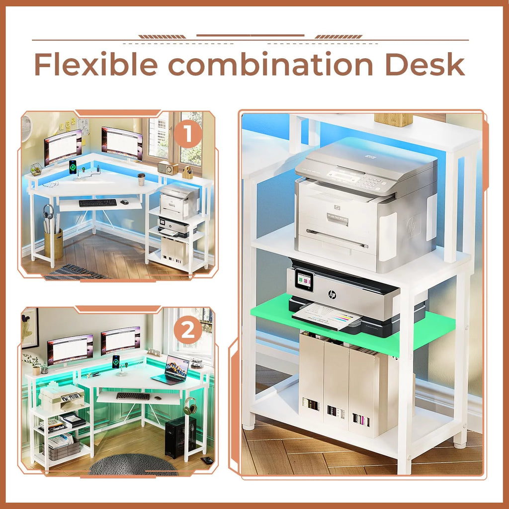 White Computer Desk with Power Outlets W537