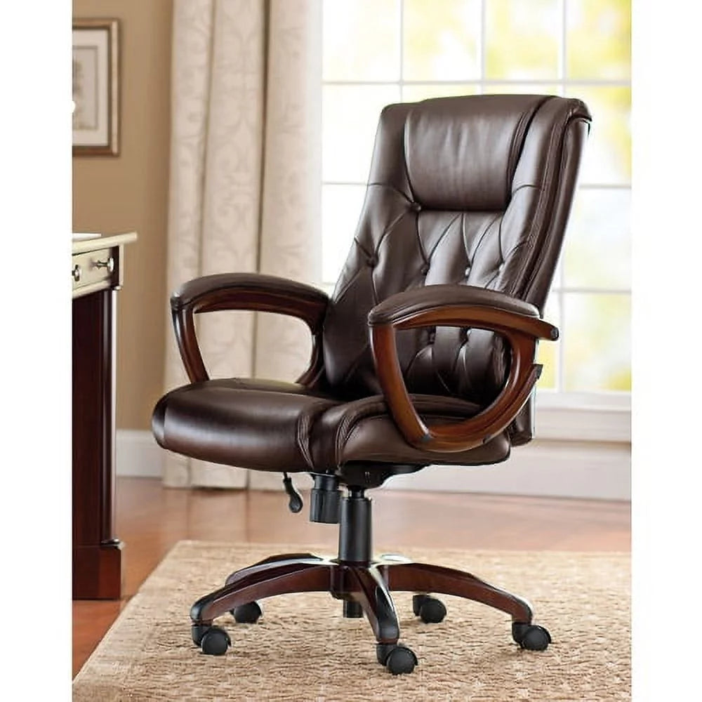 Black Bonded Leather Office Chair with Arms U39610