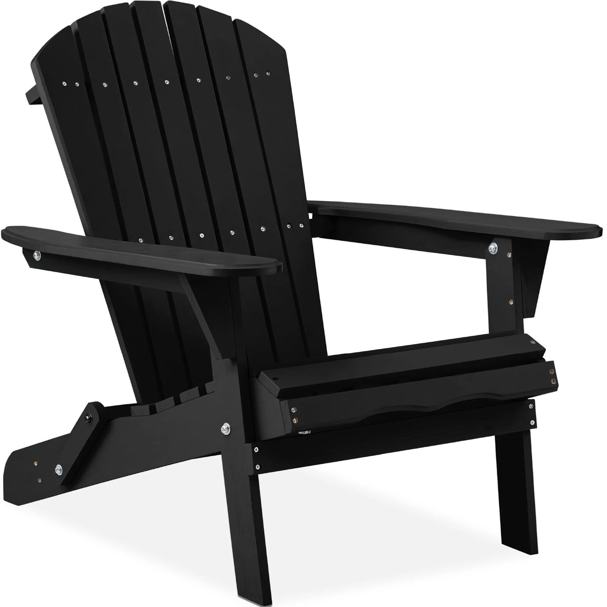 Folding Adirondack Chair Outdoor Wooden Accent Lounge Furniture 350lb Capacity Brown D94810