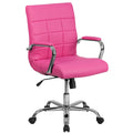 Pink Vinyl Mid-Back Swivel Office Chair D693