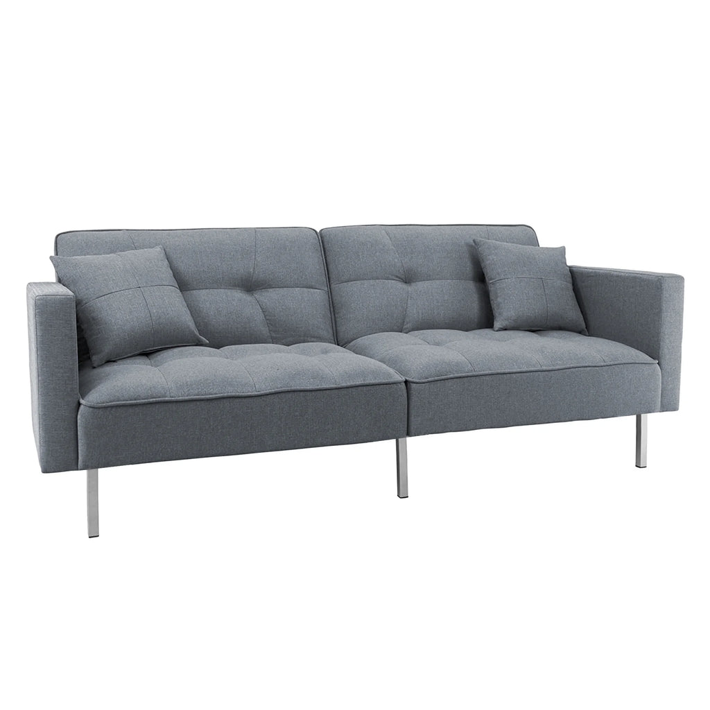 Dark Gray Linen Convertible Futon Sofa Bed B704185