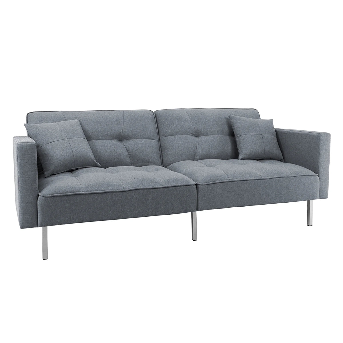 Dark Gray Linen Convertible Futon Sofa Bed B704185