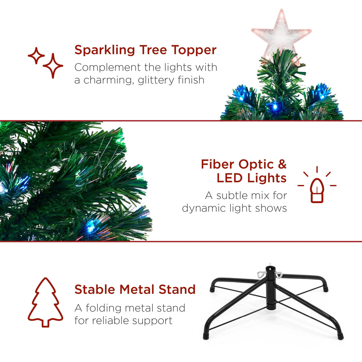 7ft Pre-Lit Fiber Optic Artificial Pine Christmas Tree F9227