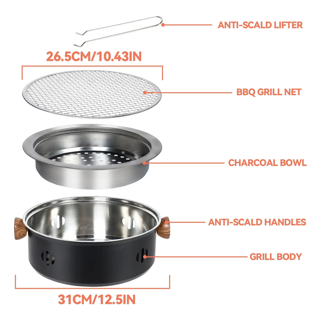 Charcoal BBQ Grill Portable Camping Grill Black M5171