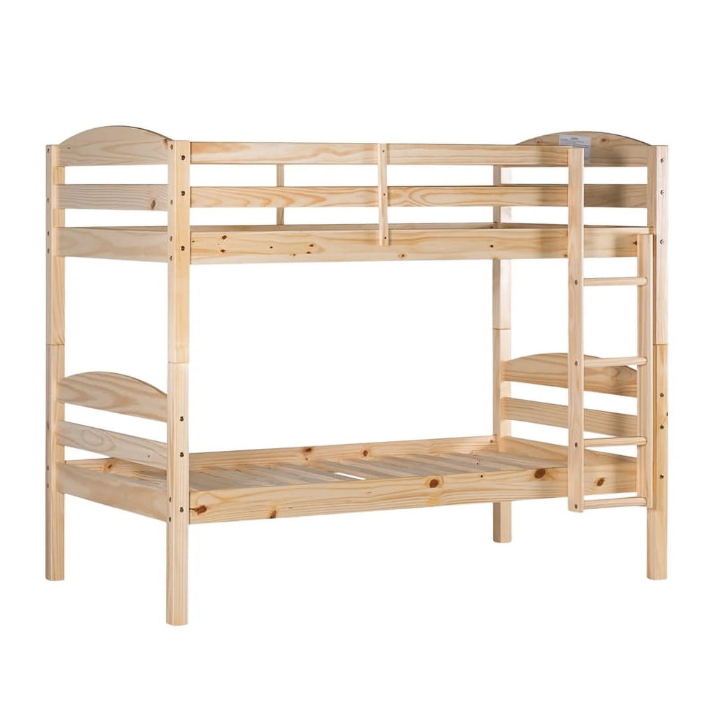 Solid Wood Twin-over-Twin Bunk Bed Frame in Natural H8048
