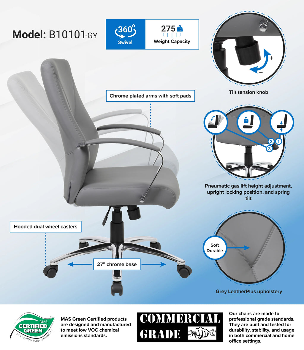 Grey LeatherPlus Executive Chair X663
