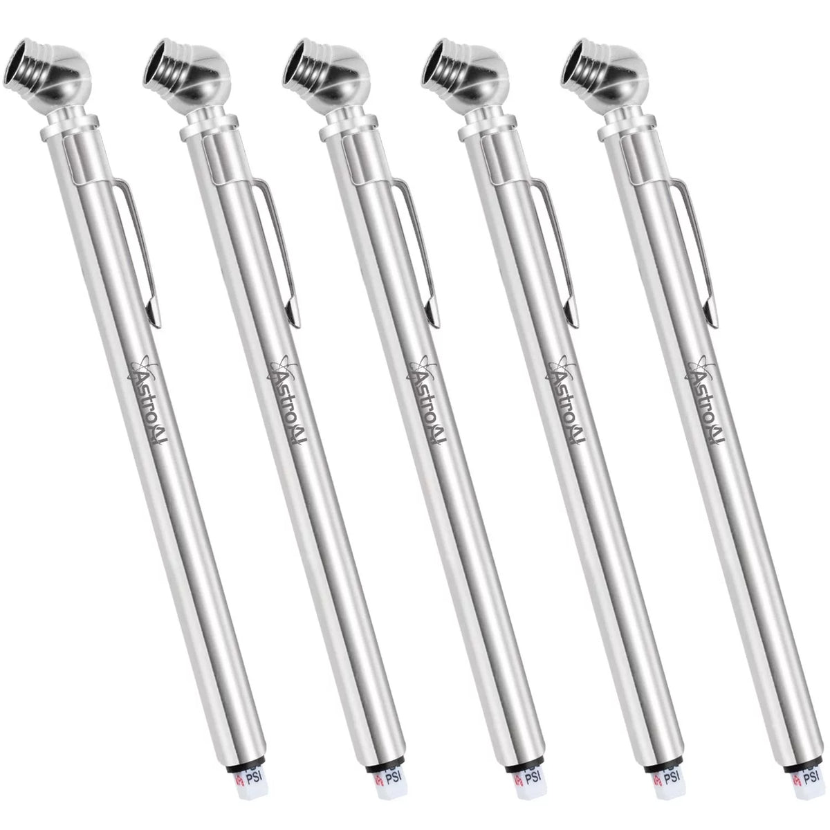 Tire Pressure Gauge 5 Pack Stainless Steel Pencil 10-75 PSI V1658