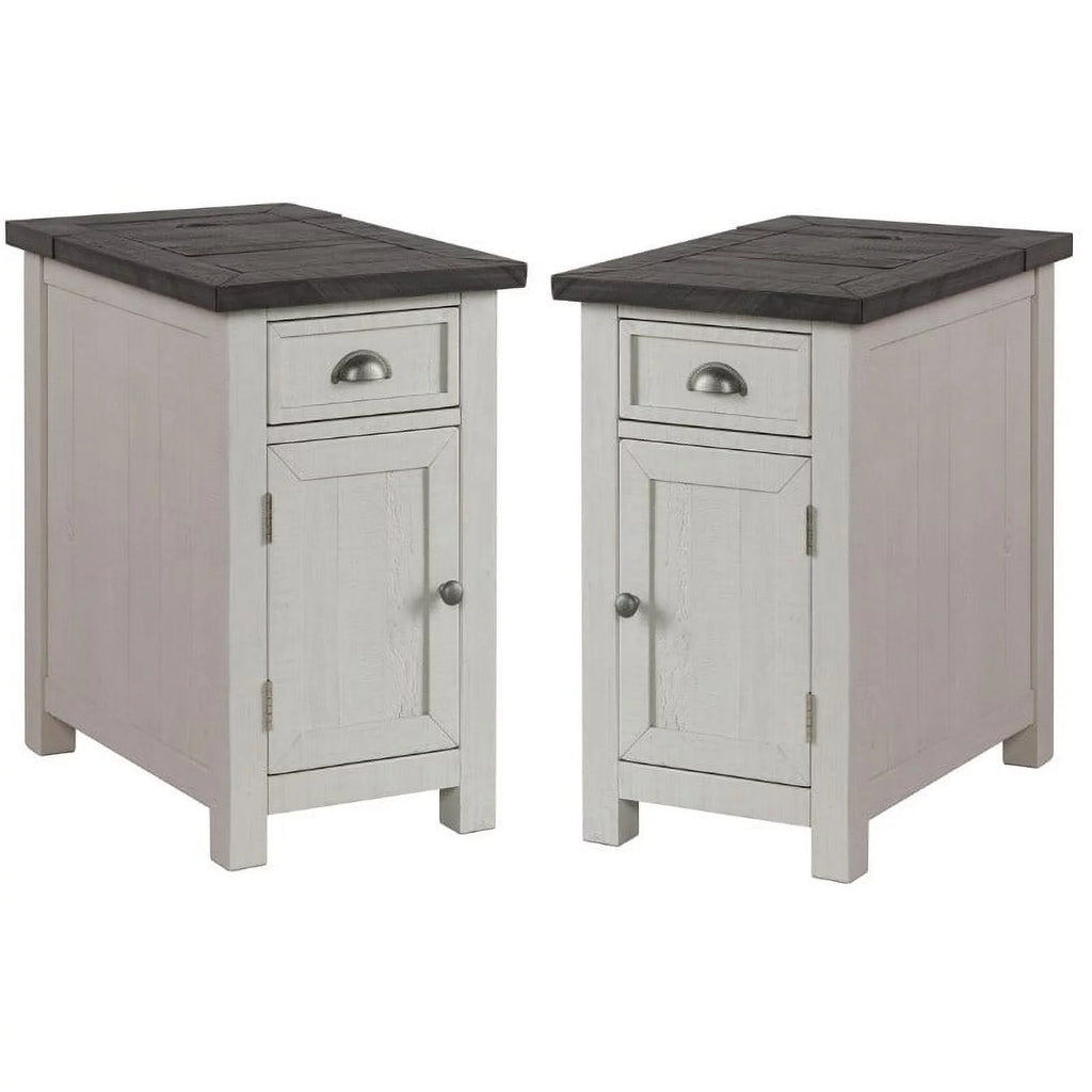 White and Gray Chairside Table Set of 2 L455