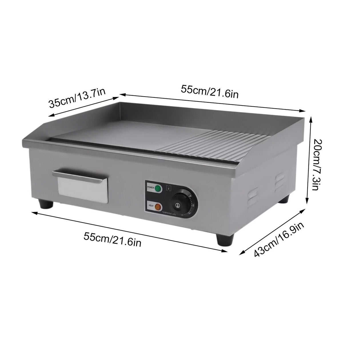 1600w 22" Electric Tabletop Griddle V3766