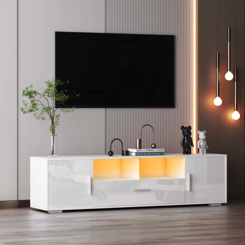 Black TV Stand with Storage Cabinet and Drawer P6258