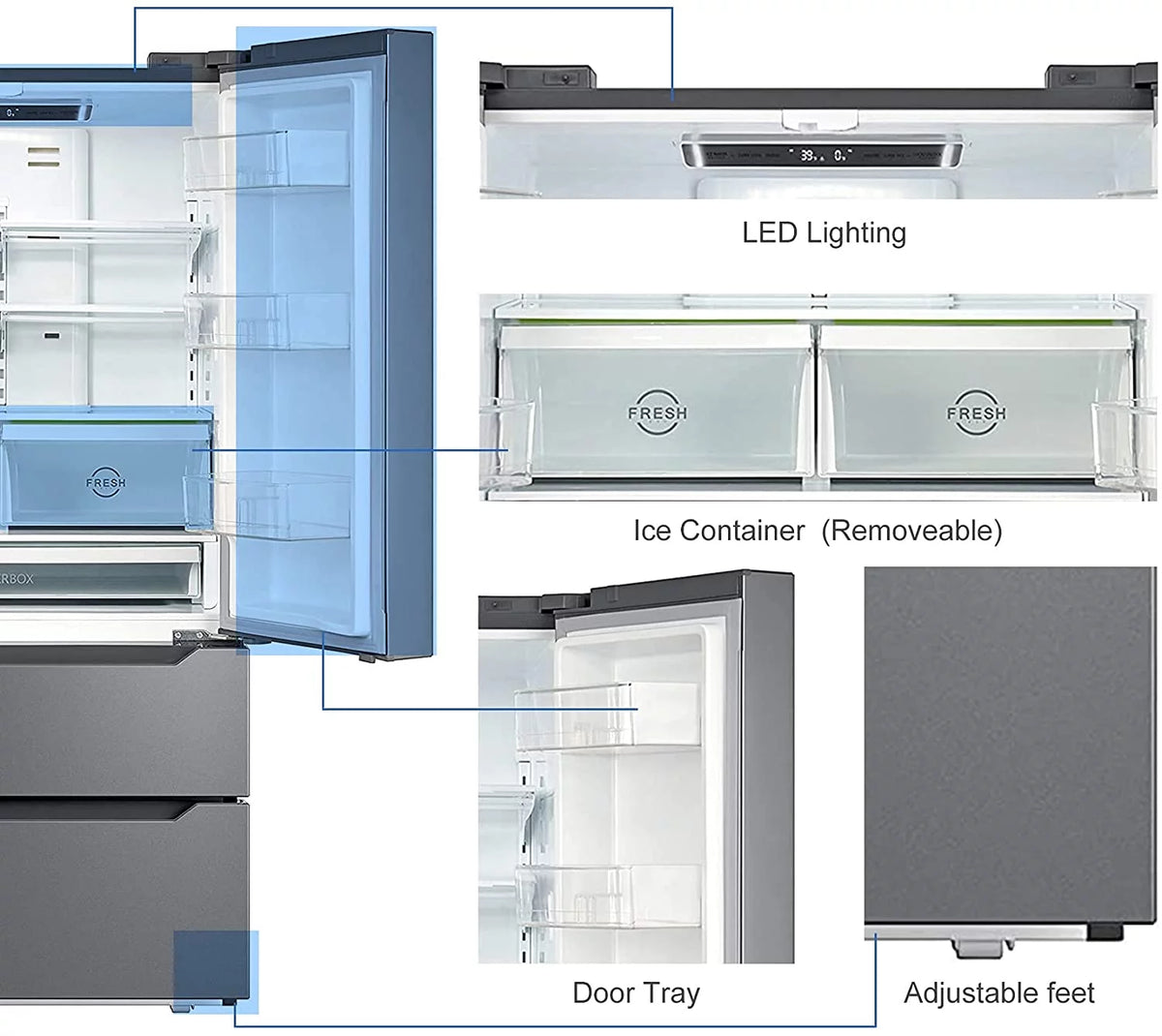 22.5 Cu ft French Door Refrigerator Freezer with Ice Maker L92682