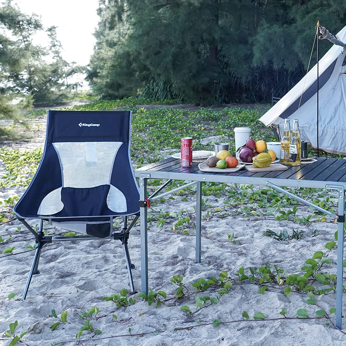 2 Pack High Back Lightweight Extra Wide Folding Camping Chairs with Carry Bag Black X941111