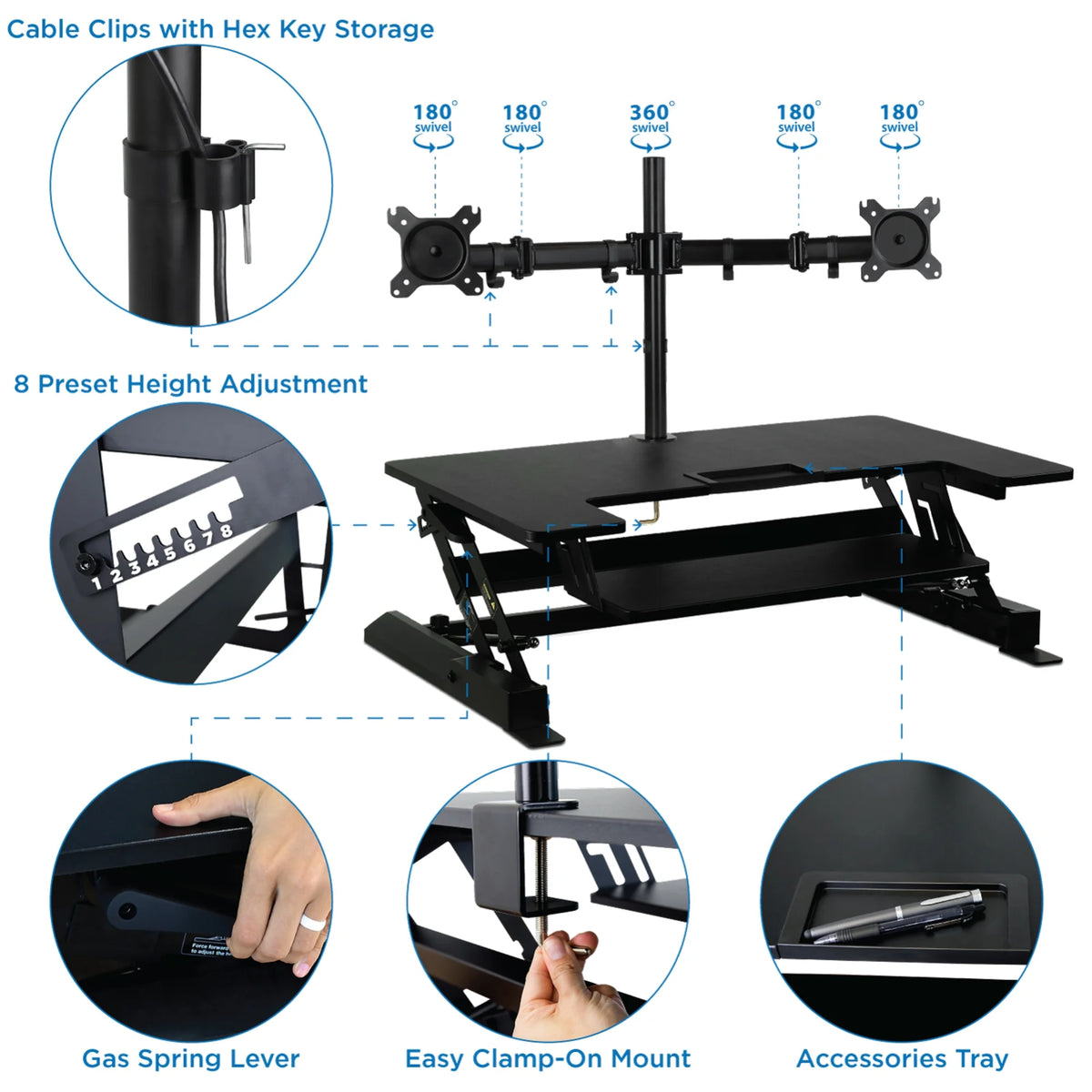 Black Standing Desk Converter Q5083