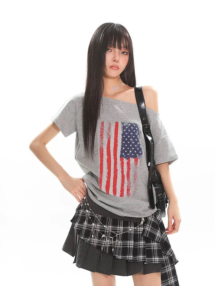 Checked Irregular Skirt Z513
