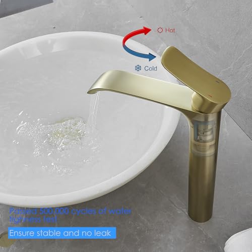 Brushed Gold Single Handle Vessel Sink Faucet C51749
