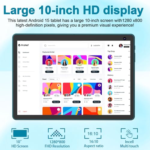 Black 10 inch Android Tablet with Keyboard Case Mouse Stylus R827