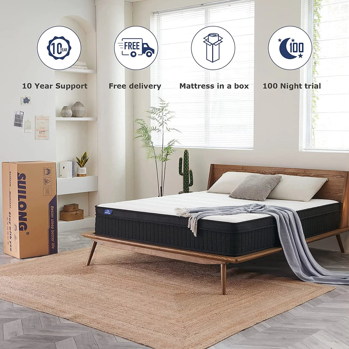 12 Inch King Spring and Memory Foam Hybrid Mattress V51548