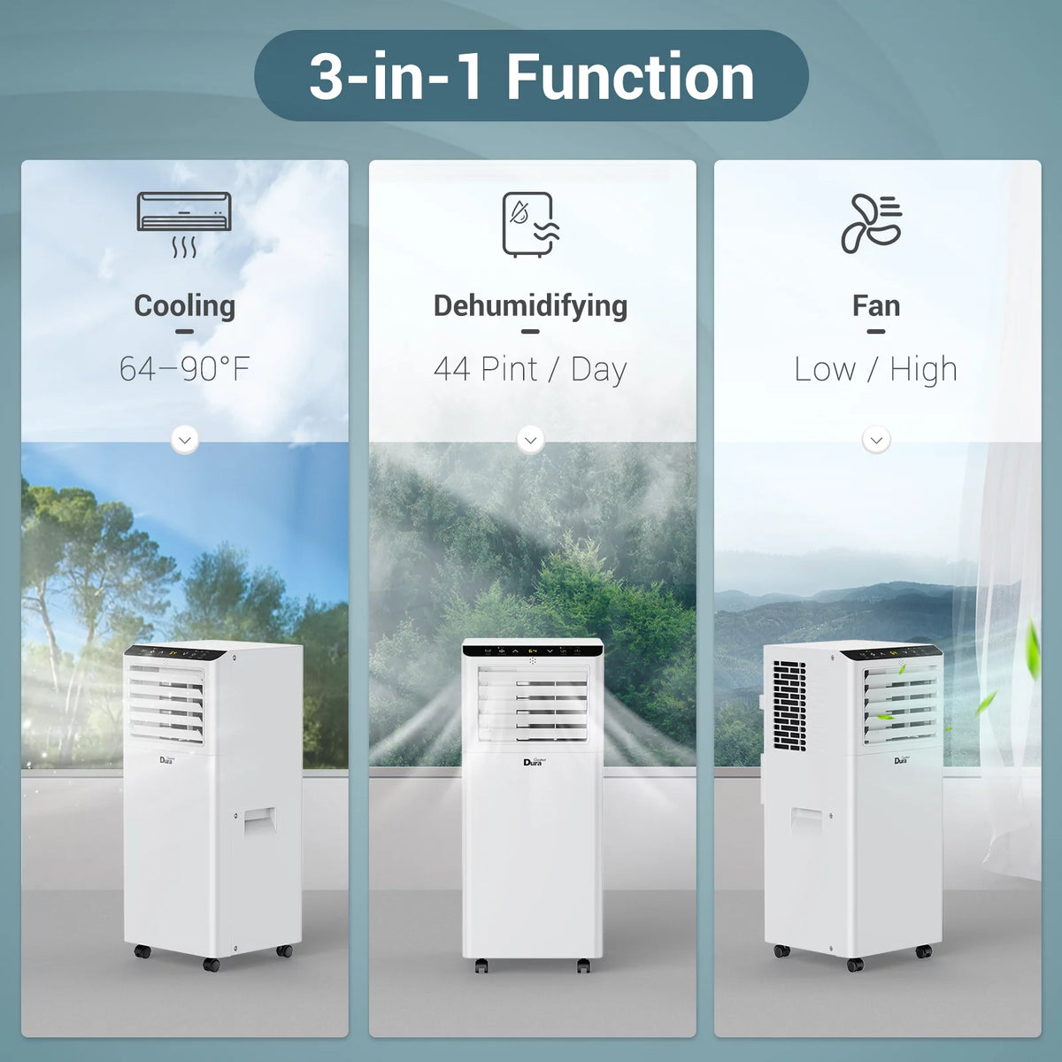 Portable Air Conditioner 4900BTU 3-in-1 AC Unit with Window Kits L10806