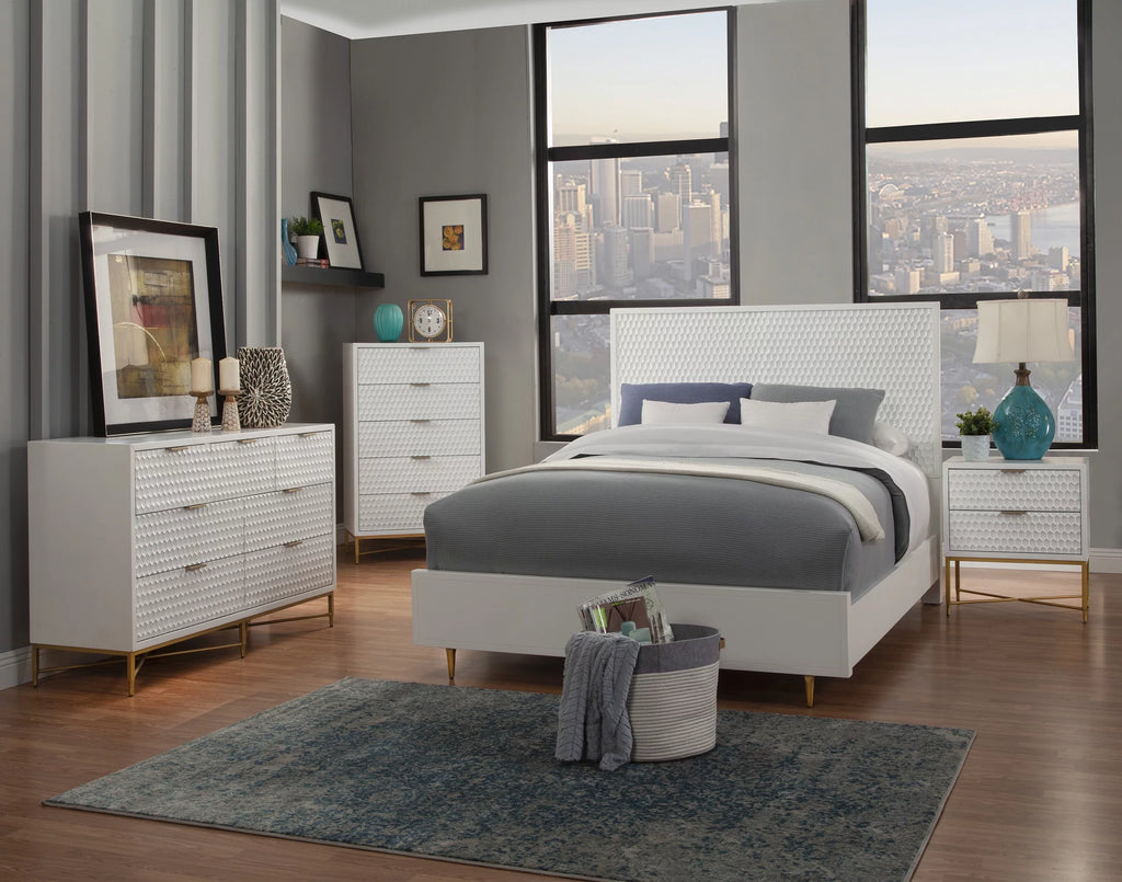 White Pearl Wood 7 Drawer Dresser R31007