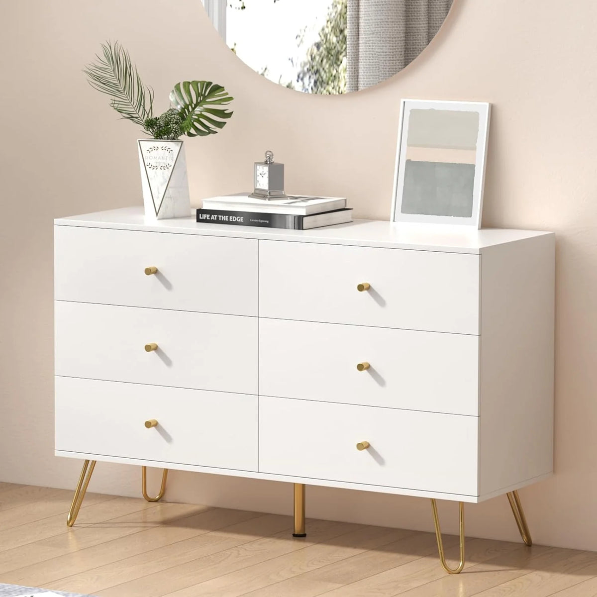 Black 6 Drawer Wood Dresser V37386