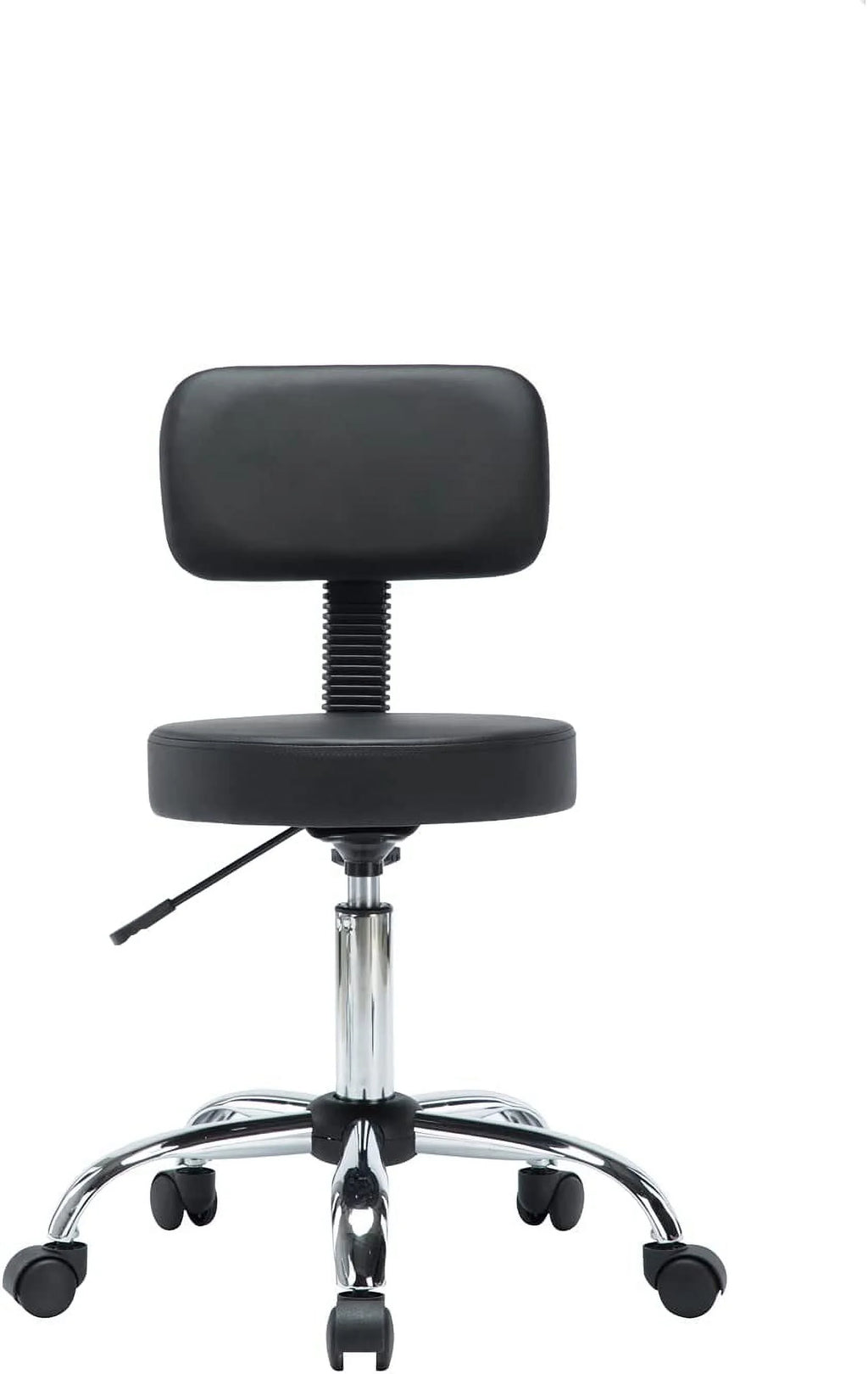 Black Faux Leather Adjustable Drafting Stool with Wheels P1255