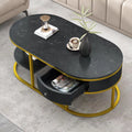 White Oval Marble Coffee Table with Storage V306570