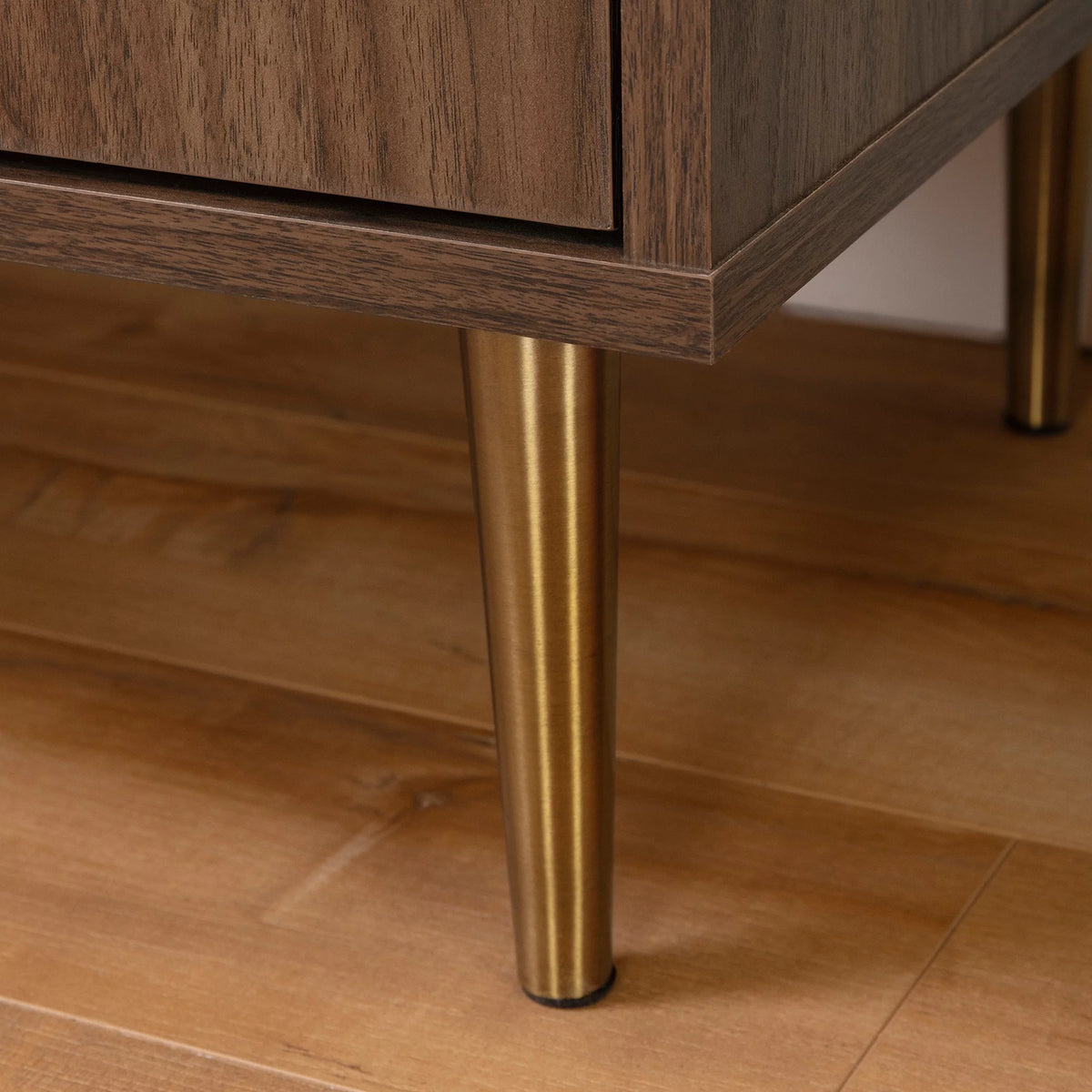 Natural Walnut and Faux Carrara Marble Buffet with Storage Q222