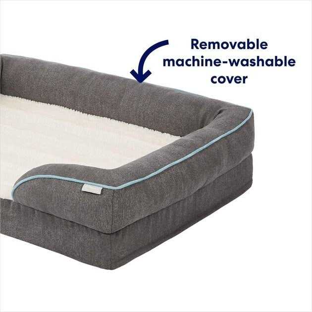 Plush Orthopedic Bolster Cat Dog Bed with Removable Cover H437858