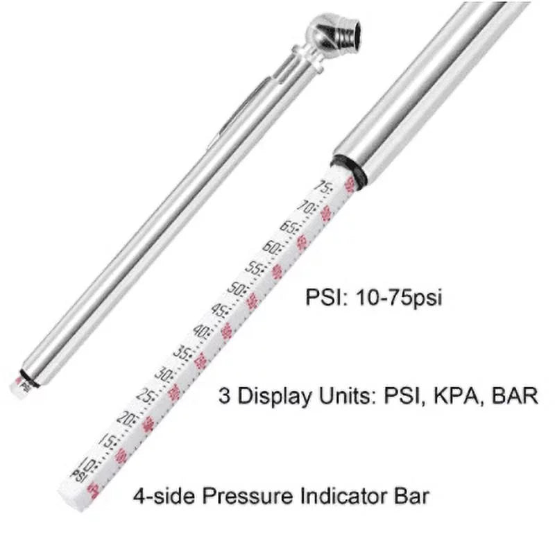 Tire Pressure Gauge 5 Pack Stainless Steel Pencil 10-75 PSI V1658