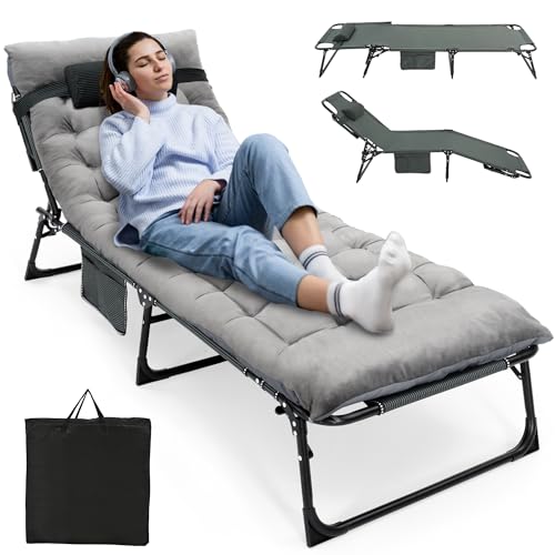 Adjustable 4-Position Folding Camping Cot with Mattress O650666