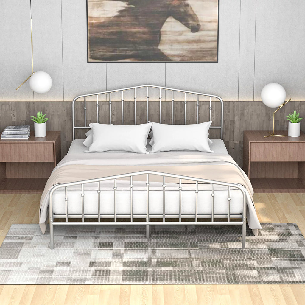 Queen Size Metal Bed Frame with Headboard and Footboard F980546