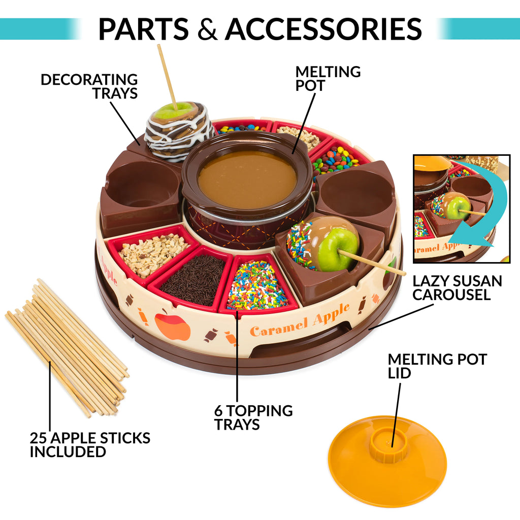 Chocolate & Caramel Apple Party with Heated Fondue Pot, 25 Sticks H400166