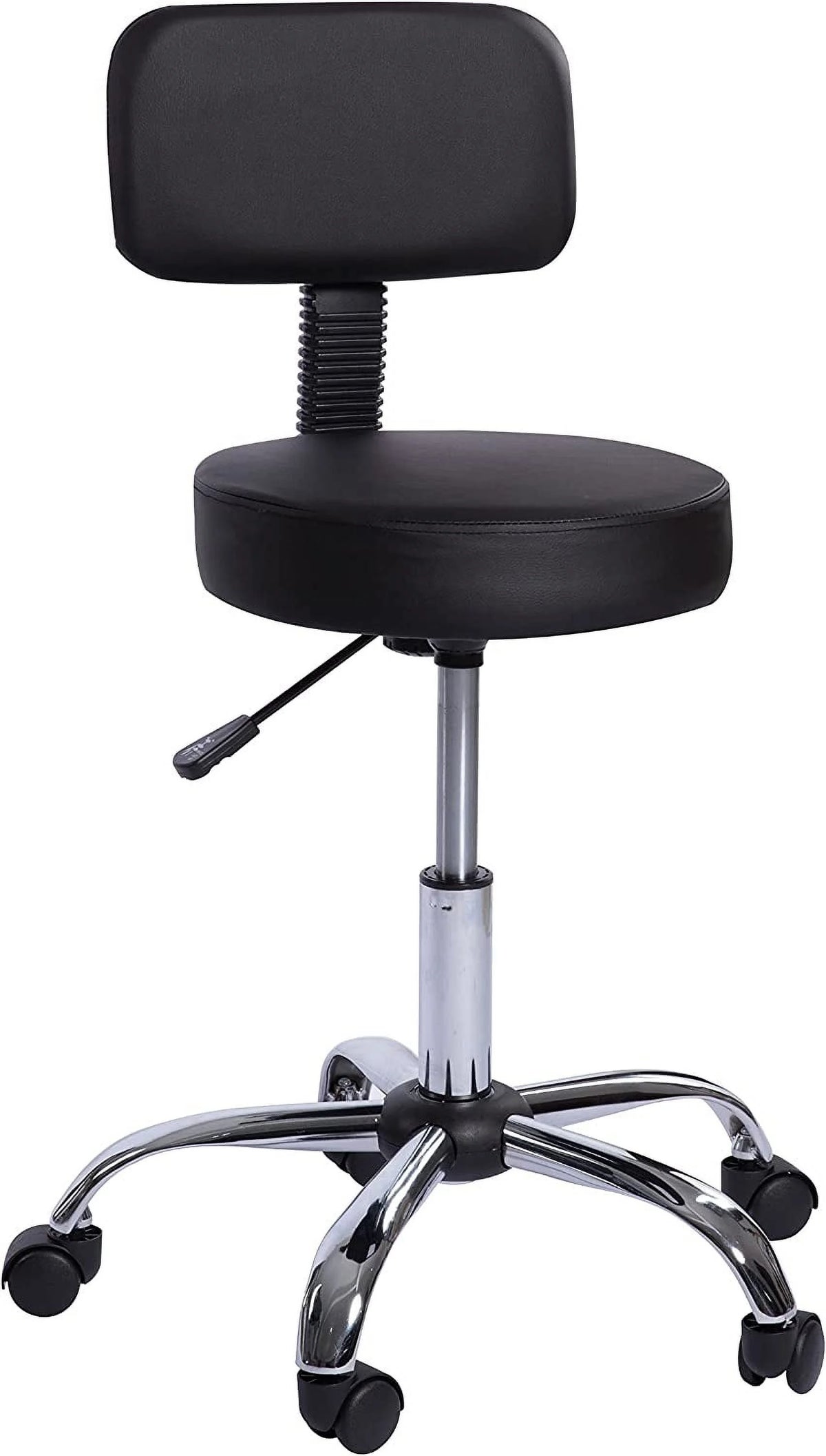 Black Faux Leather Adjustable Drafting Stool with Wheels P1255